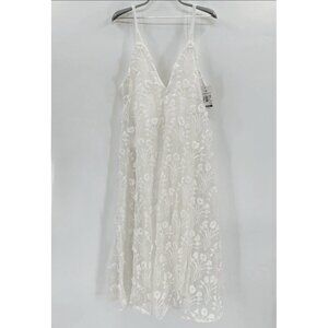 Agua Bendita White Herbaluisa Diente de Leon Organza Midi/Maxi Dress size M